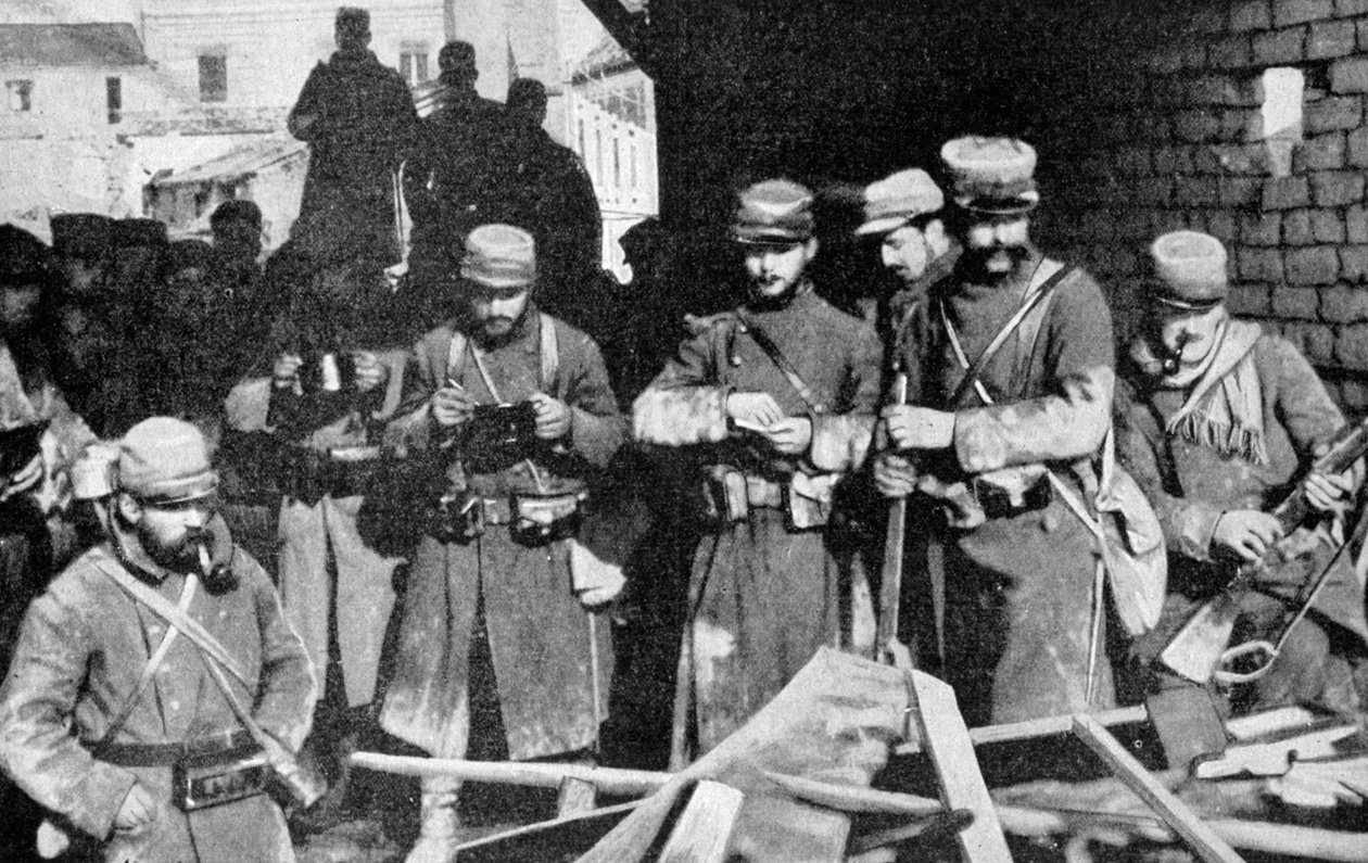 Francouzští vojáci na odpočinku v Champagne, Francie, první světová válka, 1915 od Unbekannt