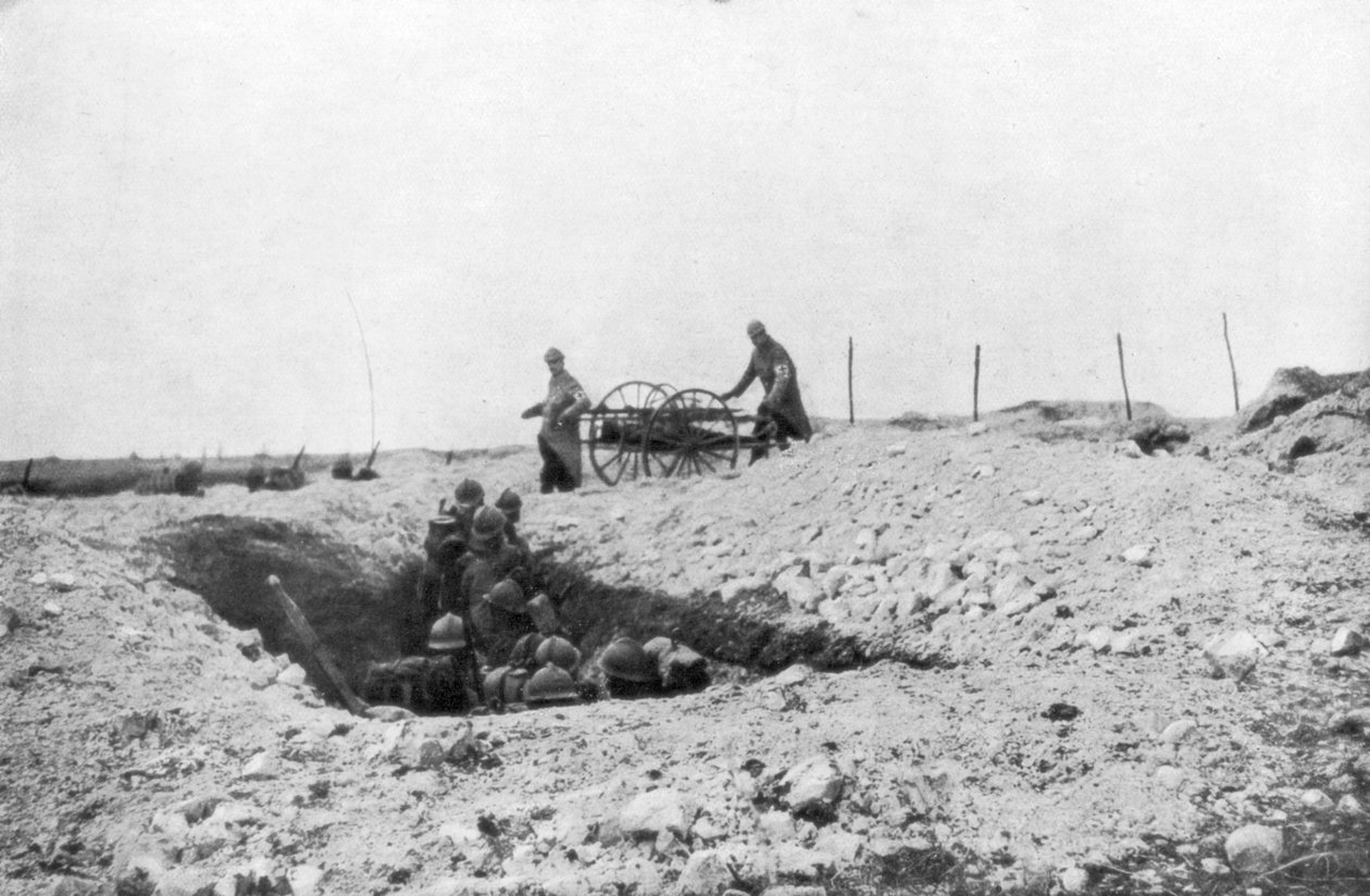 Francouzští vojáci v zákopu, druhá bitva u Champagne, Francie, 25. září – 6. listopadu 1915 od Unbekannt