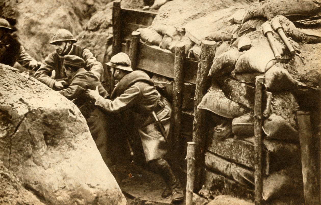 Francouzští vojáci útočící na německý zákop, první světová válka, 1914-1918, 1933. od Unbekannt