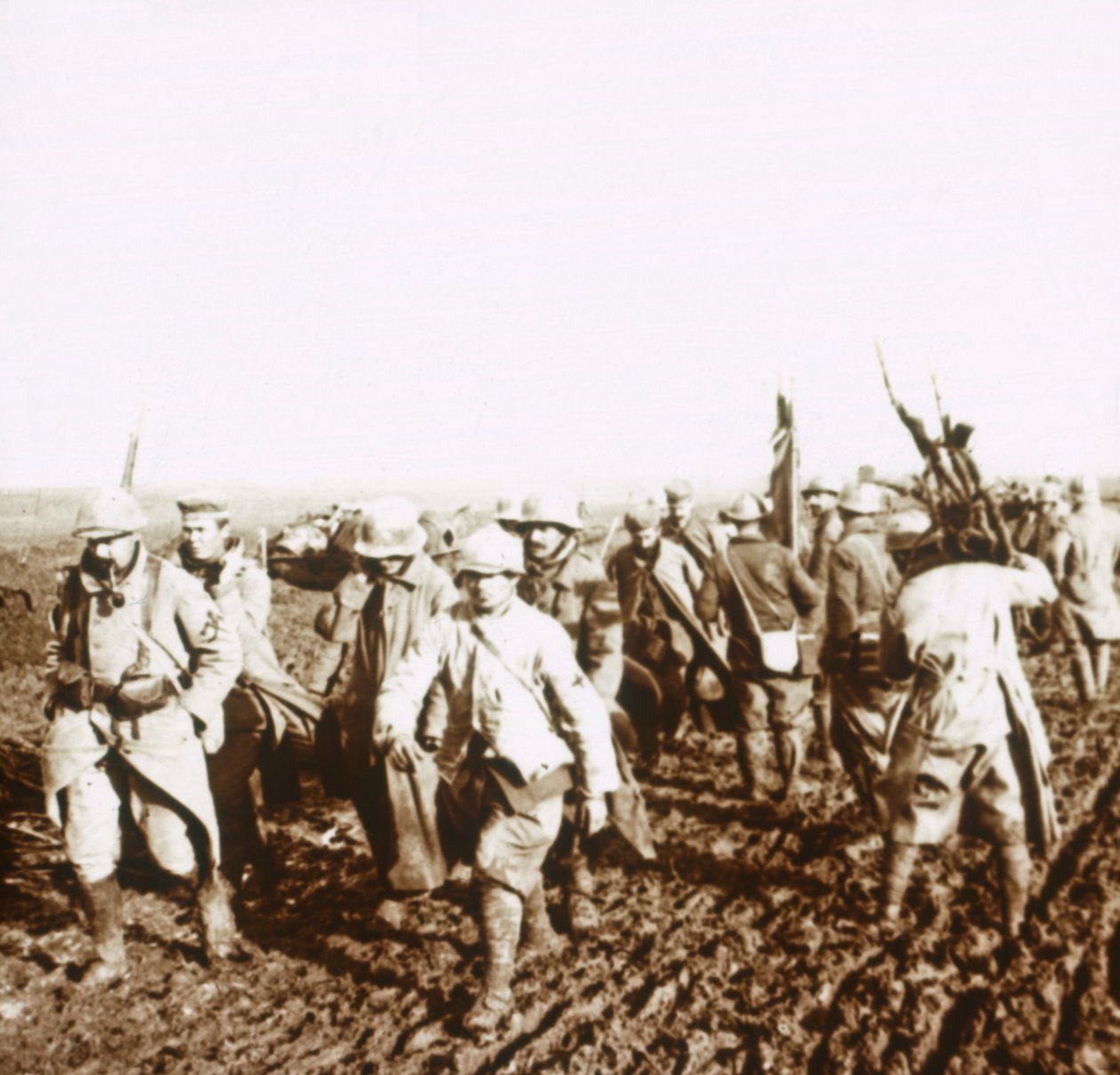 Francouzští vojáci s německými zajatci, c1914-c1918 od Unbekannt