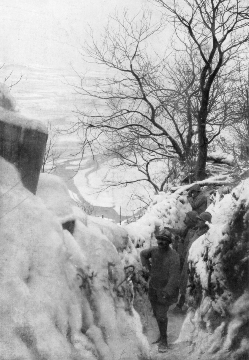 Francouzské zákopy na řece Piave, italská fronta, prosinec 1917 od Unbekannt