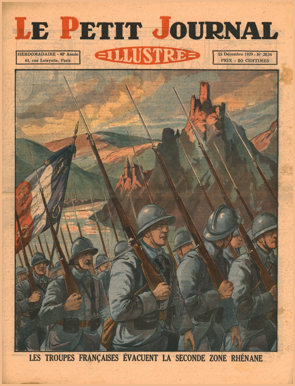 Francouzské jednotky opouštějí druhou zónu Rýna, 1929. od Unbekannt