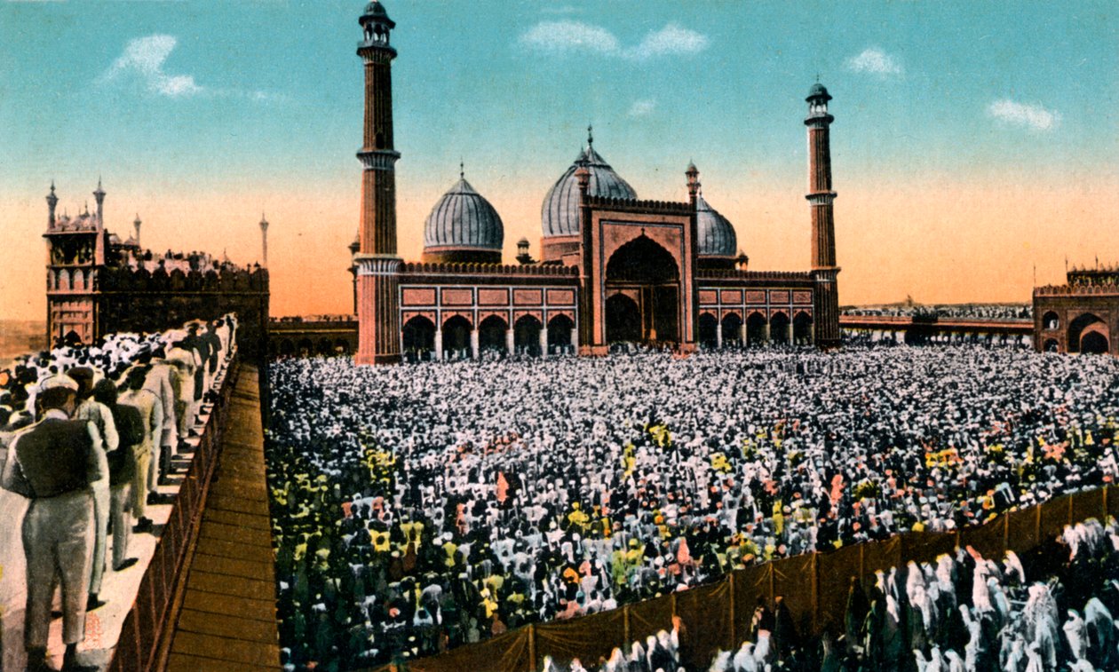 Páteční modlitby, Jama Masjid, Dillí, Indie, začátek 20. století od Unbekannt