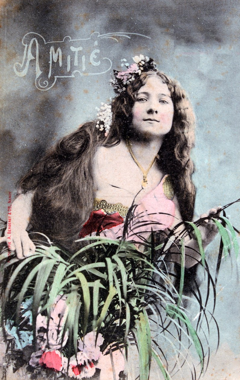 Přátelství, Vintage francouzská pohlednice, c1900 od Unbekannt