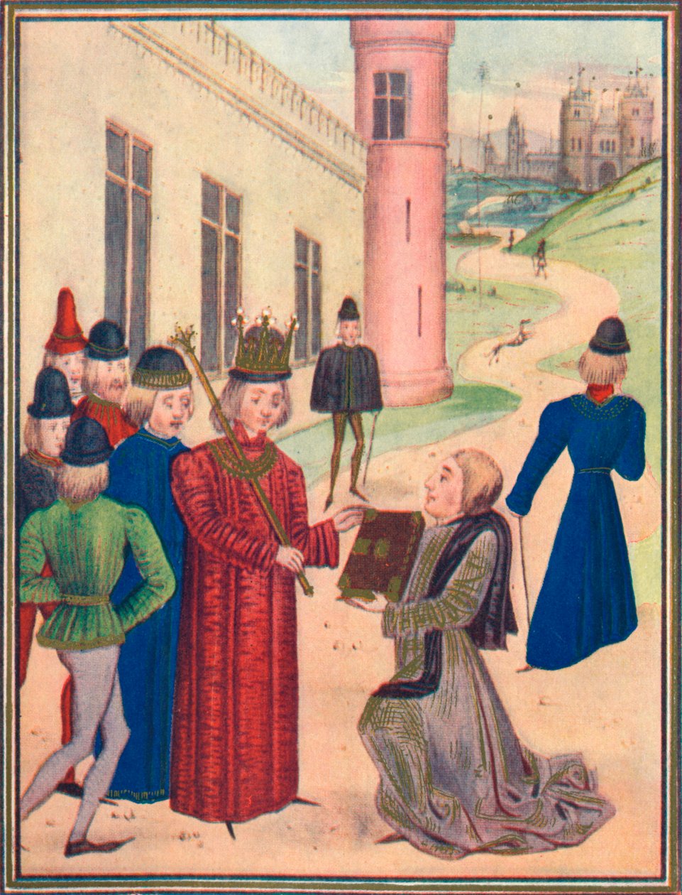 Froissart představuje svou knihu milostných básní Richardu II v roce 1395, 1905 od Unbekannt