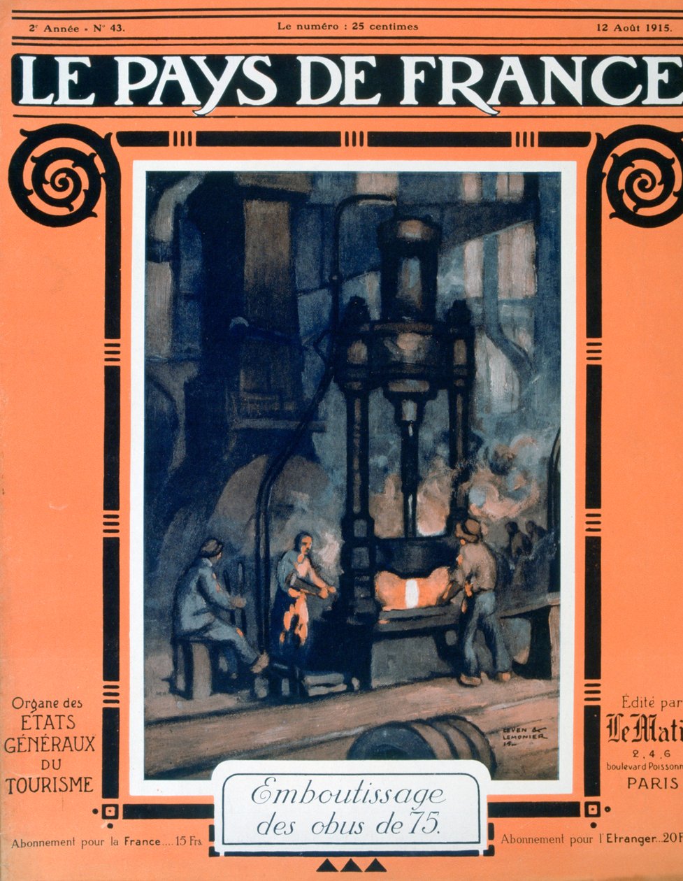 Přední strana obálky Le Pays de France, 12. srpna 1915 od Unbekannt