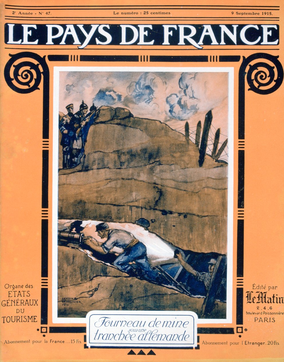 Přední strana obálky Le Pays de France, 9. září 1915 od Unbekannt
