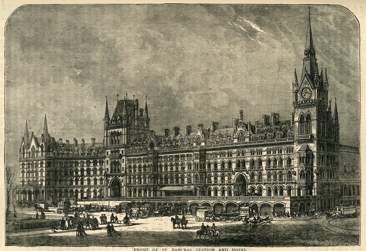 Před nádražím a hotelem St. Pancras, c1876. od Unbekannt
