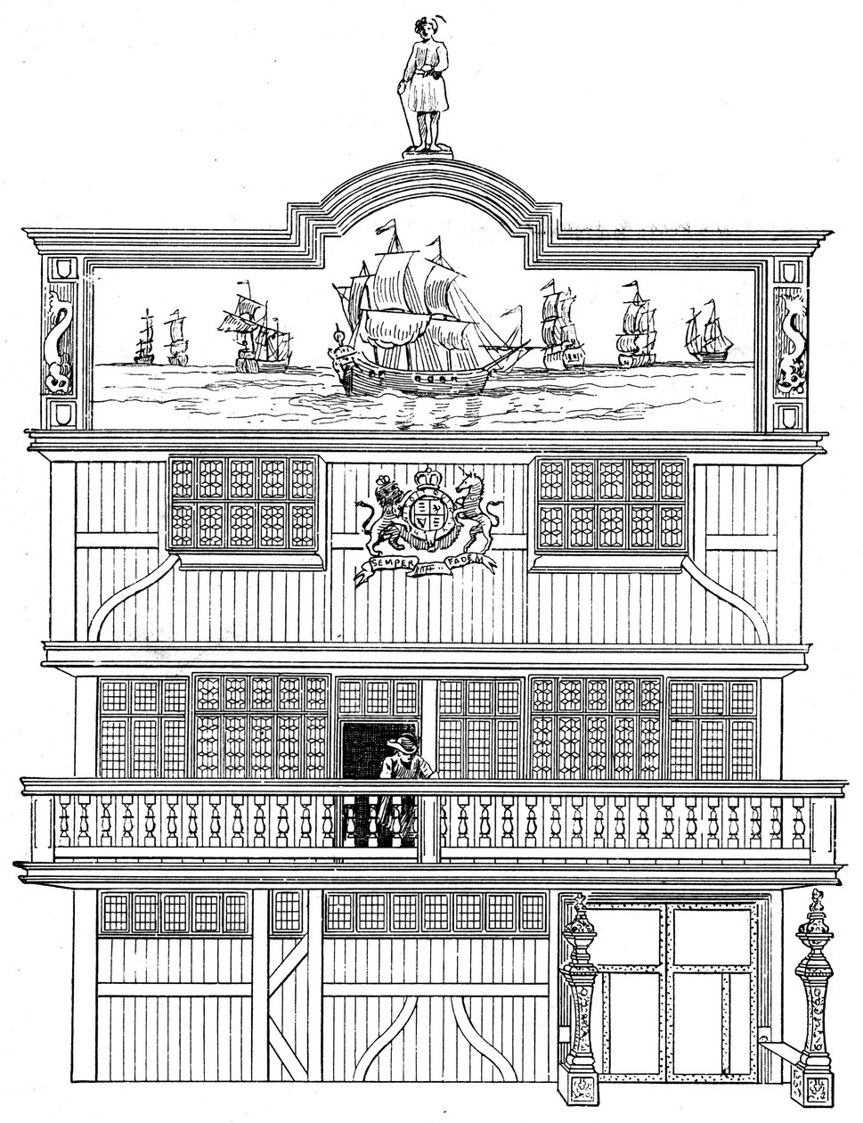 Přední část starého East India House, Londýn, 1894 od Unbekannt