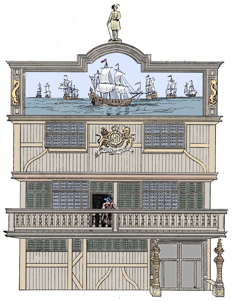 Přední část starého East India House, Londýn, 1894 od Unbekannt