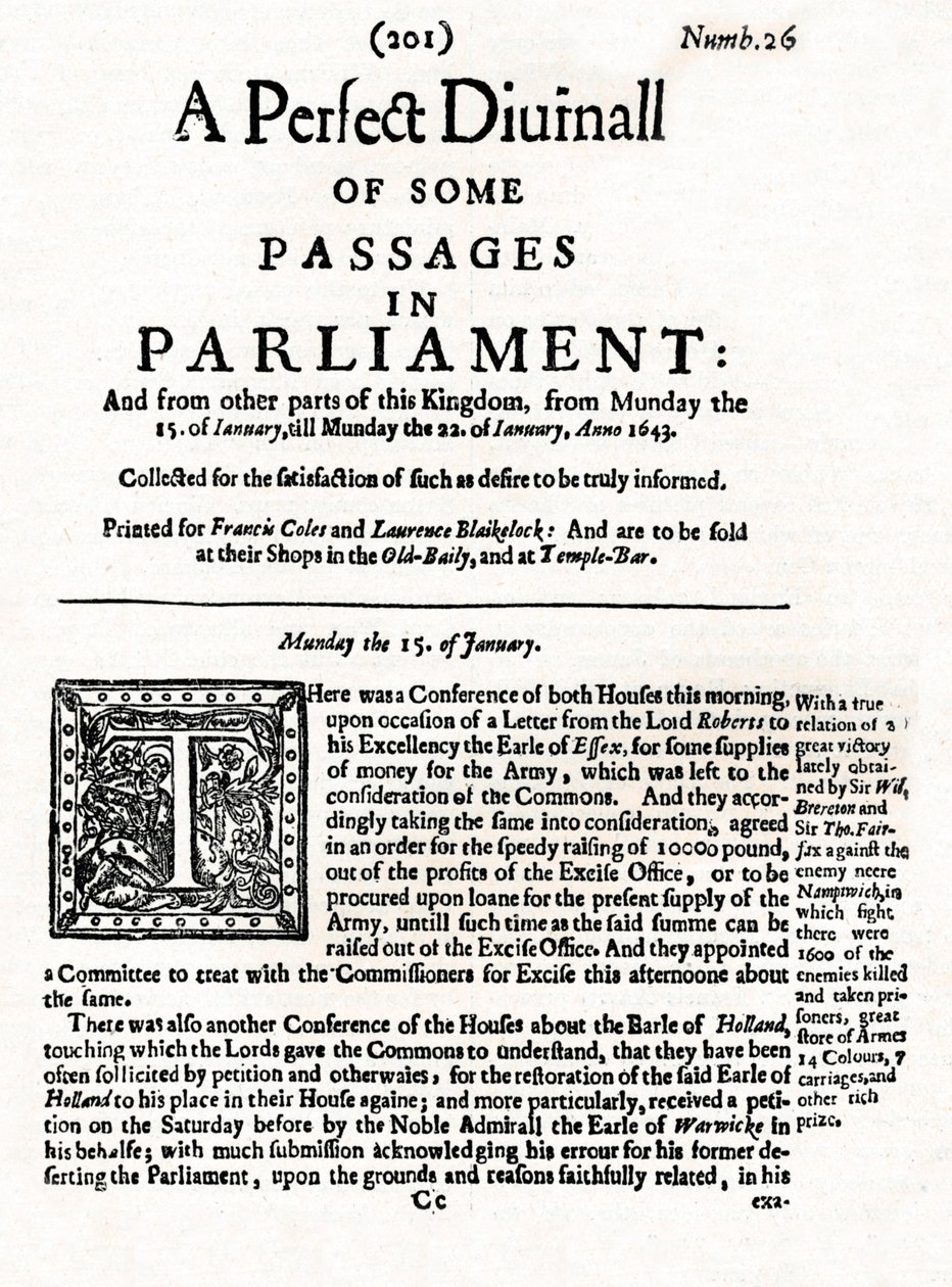 Přední strana A Perfect Diurnall of Some Passages in Parliament, 1643 1905 od Unbekannt