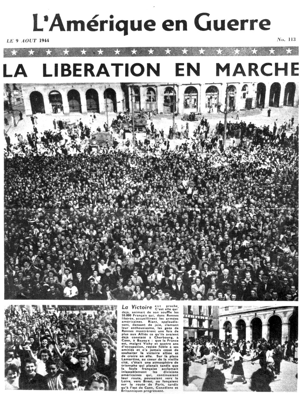 Titulní strana novin America at War, 9. srpna 1944 od Unbekannt