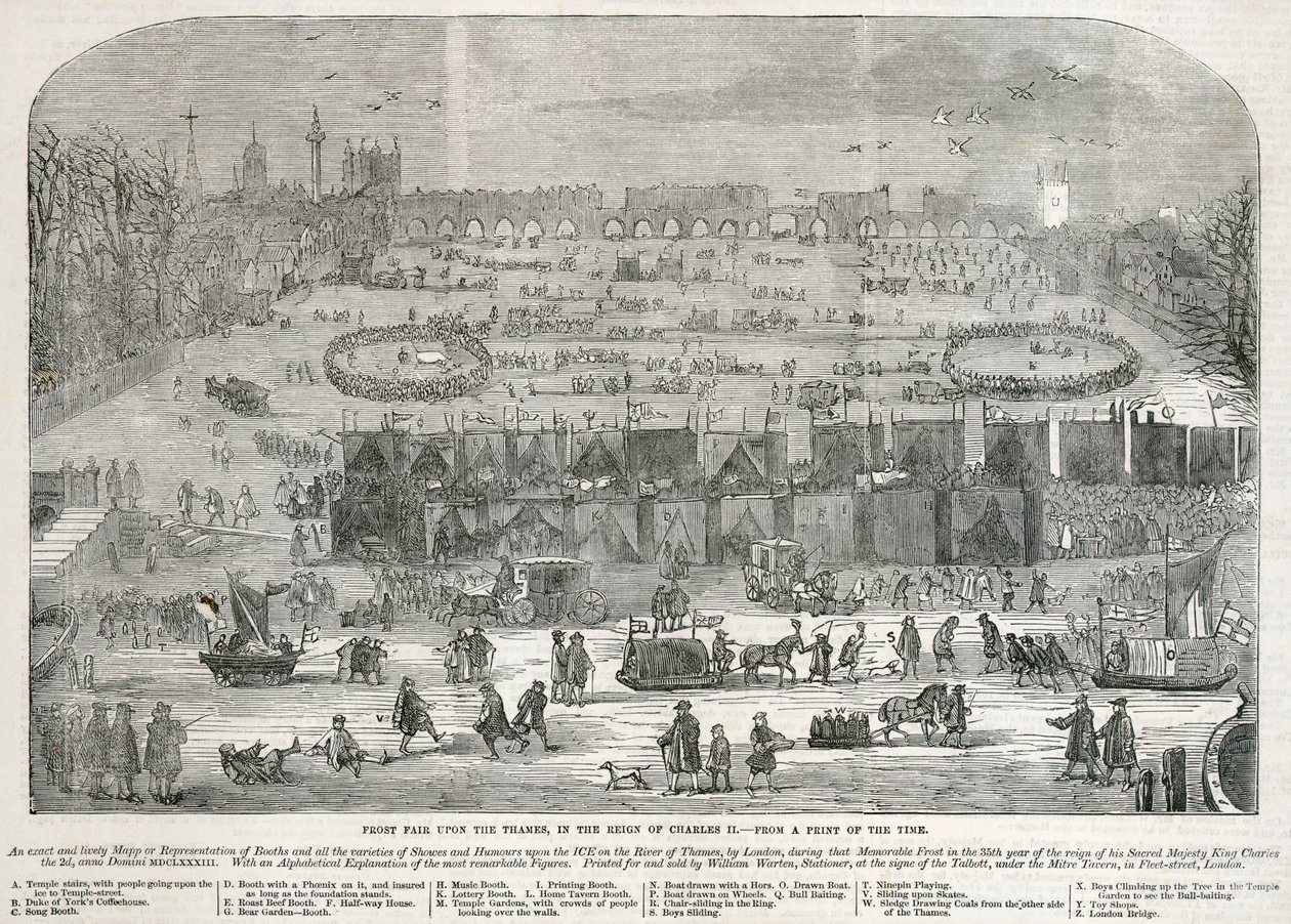 „Frost Fair na Temži za vlády Karla II.“, Londýn, 1683 od Unbekannt