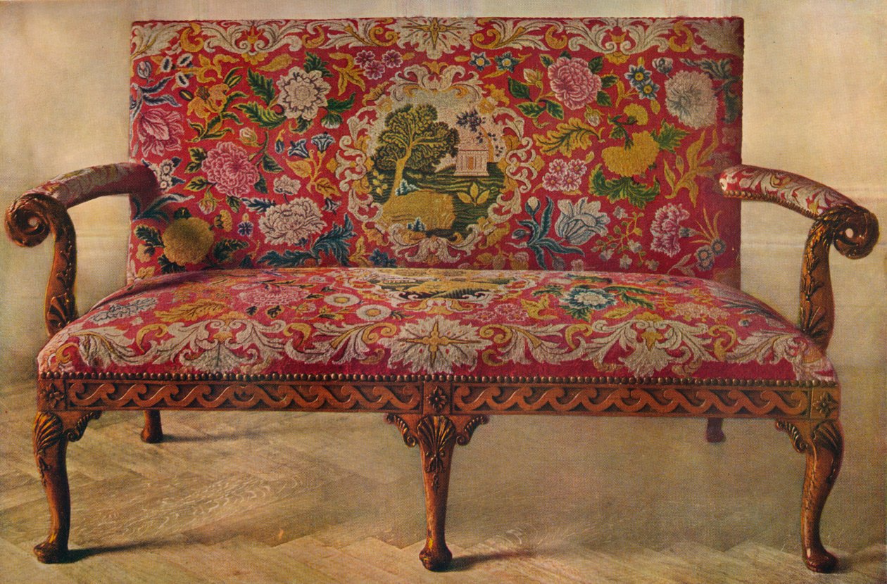 Pohovka z ovocného dřeva s výšivkou, počátek 18. století, 1929 od Unbekannt