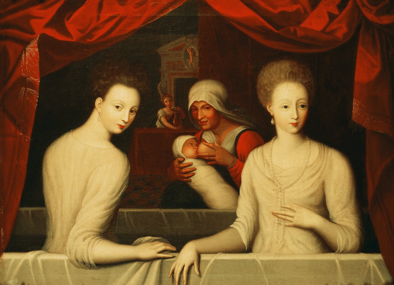 Gabrielle dEstrées a jedna z jejích sester, vévodkyně de Villars, konec 16. od Unbekannt
