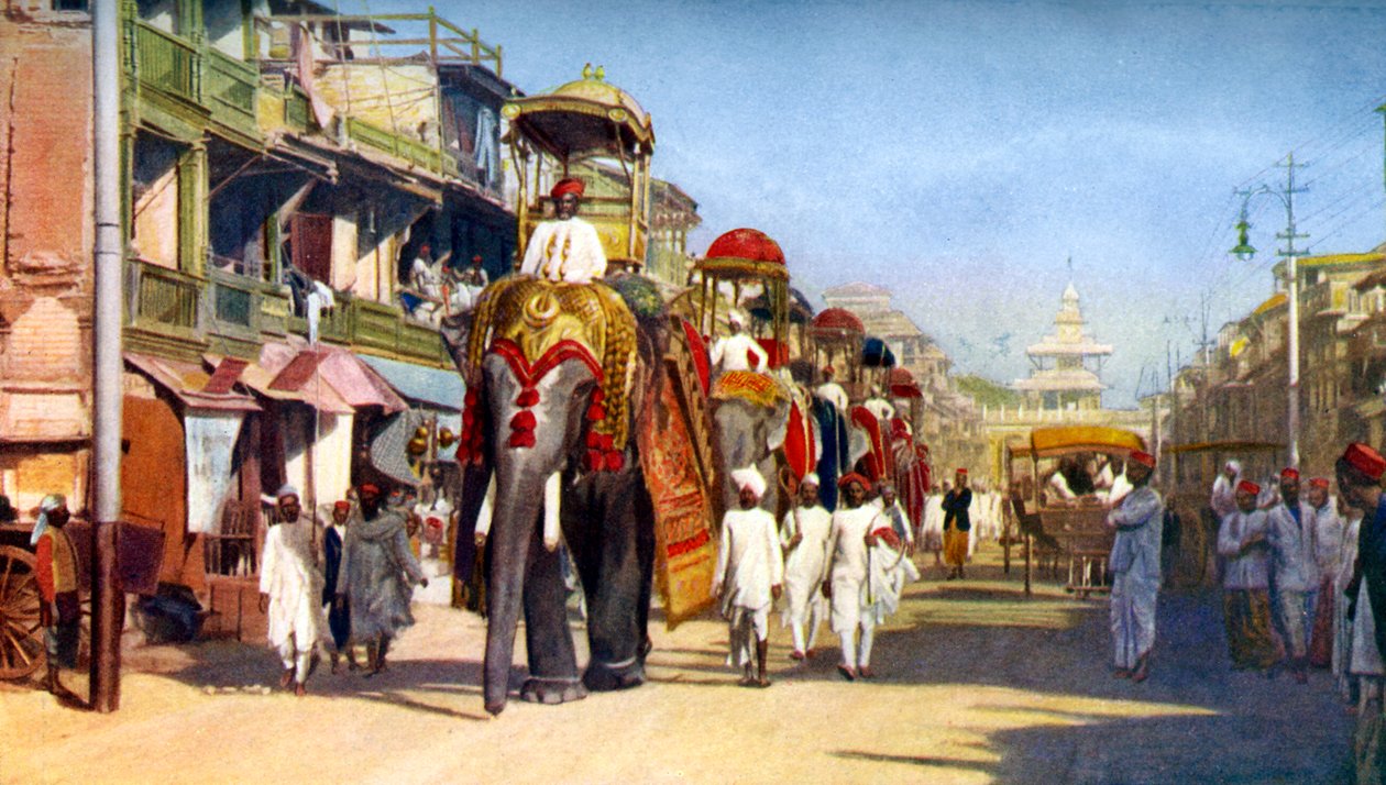 Státní sloni Gaekwars, Manipuri Bazaar, Bombay, Indie, c1924 od Unbekannt