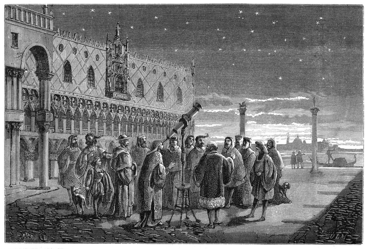 Galileo předvádí svůj dalekohled, Benátky, 1609 1870 od Unbekannt