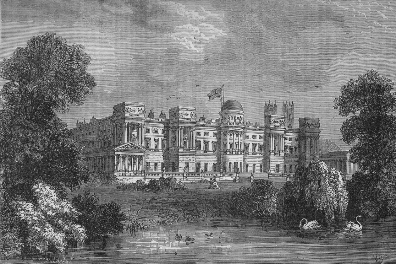 Zahradní průčelí Buckinghamského paláce, Westminster, Londýn, c1875 1878 od Unbekannt