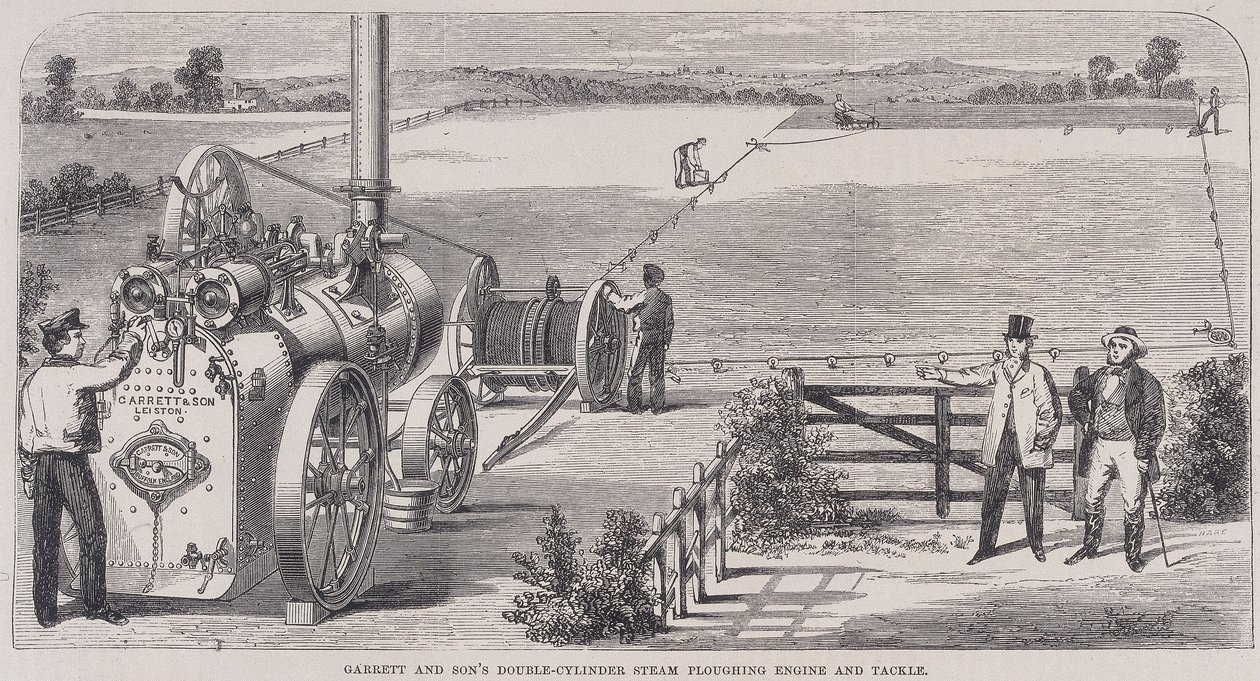 Dvouválcový parní orba a nářadí Garrett & Sons, c1862 od Unbekannt