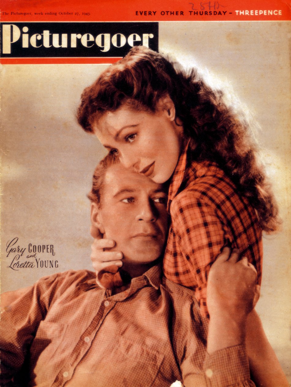 Gary Cooper 1901-1961 a Loretta Young 1913-2000, američtí herci, 1945 od Unbekannt