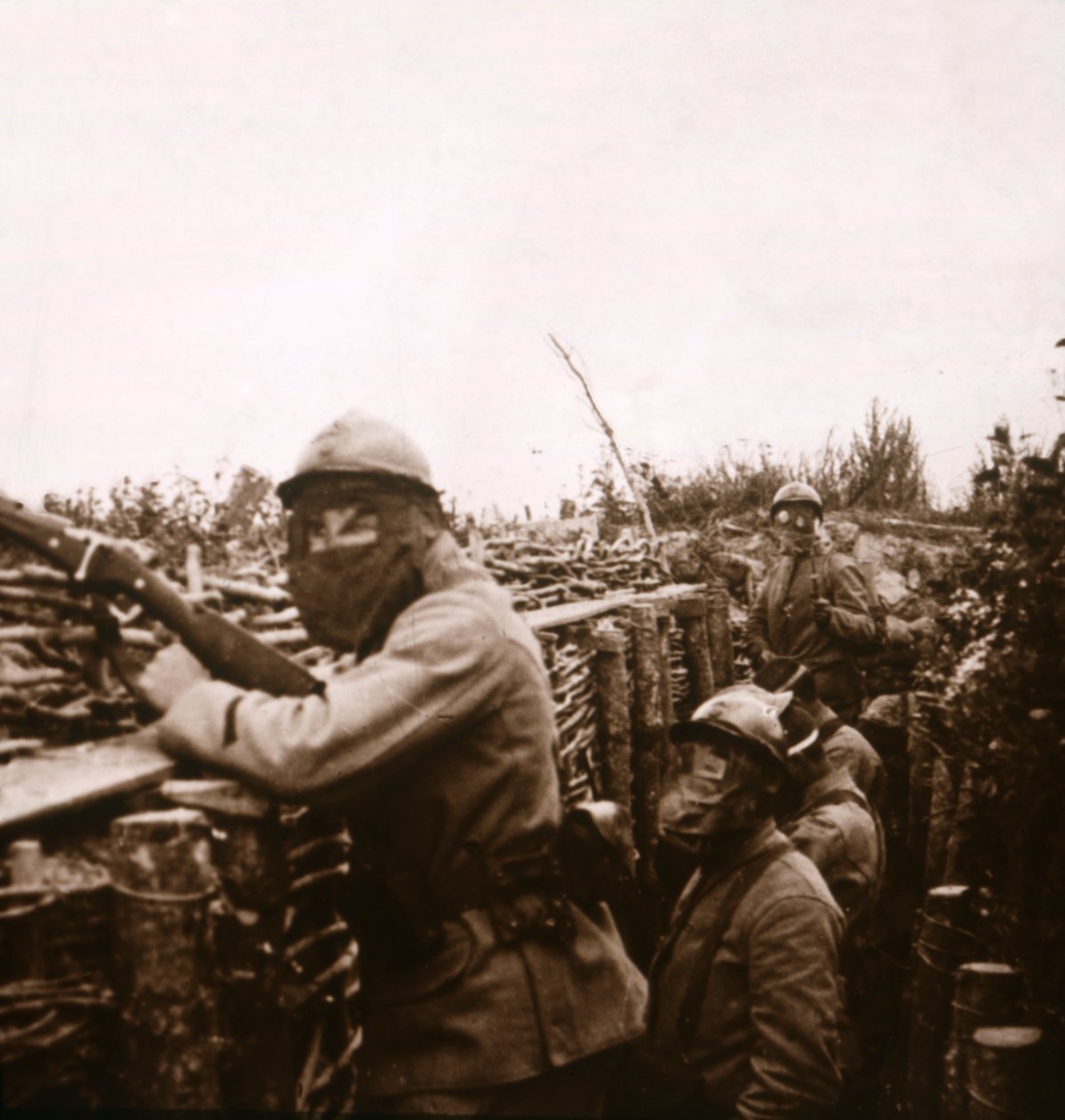 Plynová výstraha v zákopech, Champagne, severní Francie, 1916 od Unbekannt