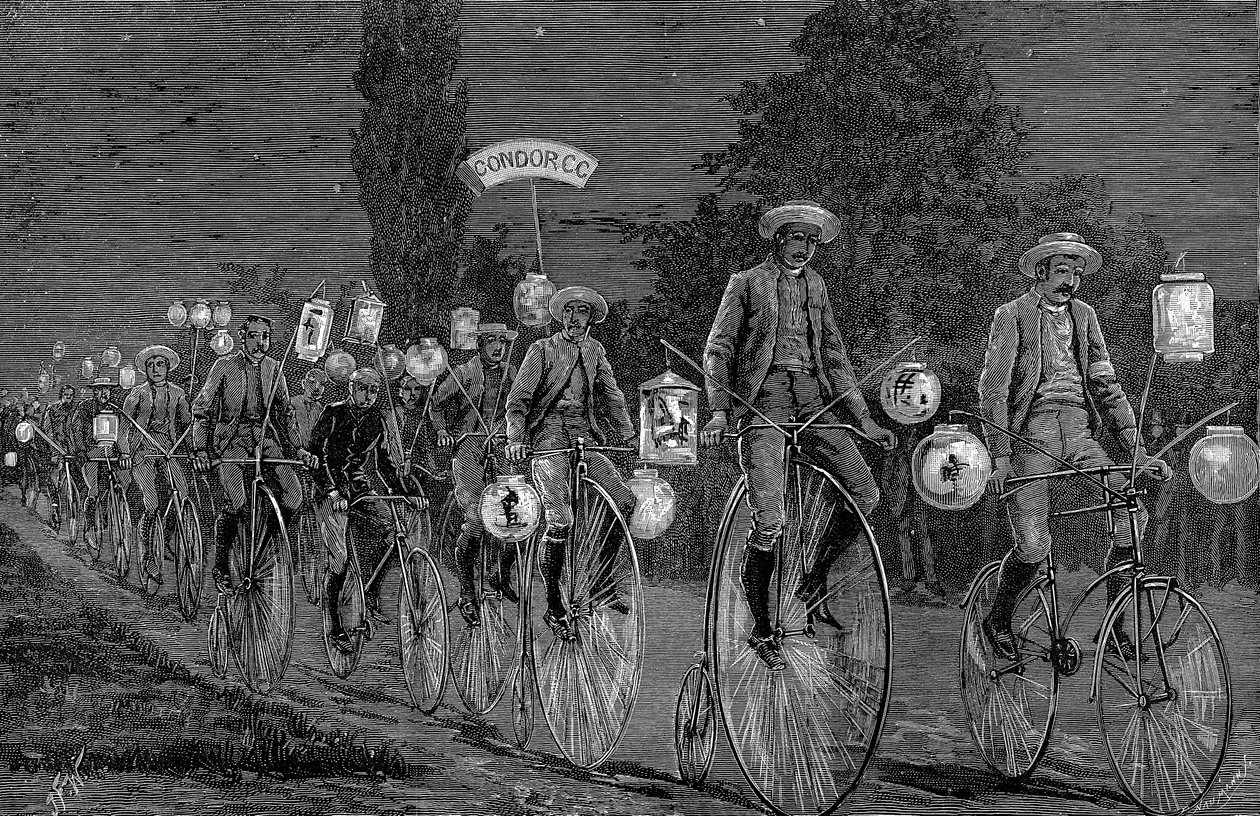 Shromáždění britských cyklistických klubů v Castle Inn, Woodford, Essex, 1. června 1889 od Unbekannt
