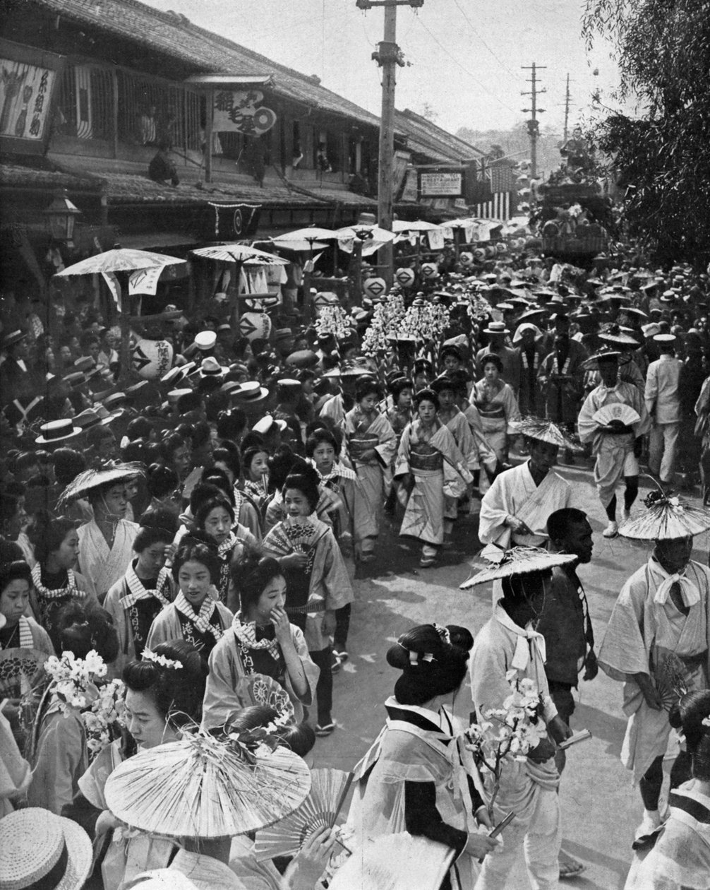Průvod gejš, jubileum Jokohamy, Japonsko, 1909 od Unbekannt