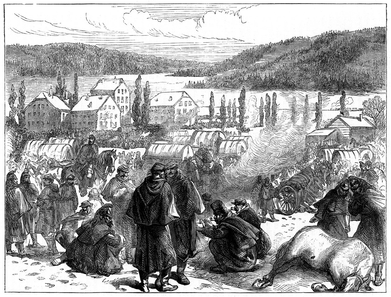 Generál Bourbakis porazil francouzskou armádu ve Švýcarsku, únor 1871 od Unbekannt