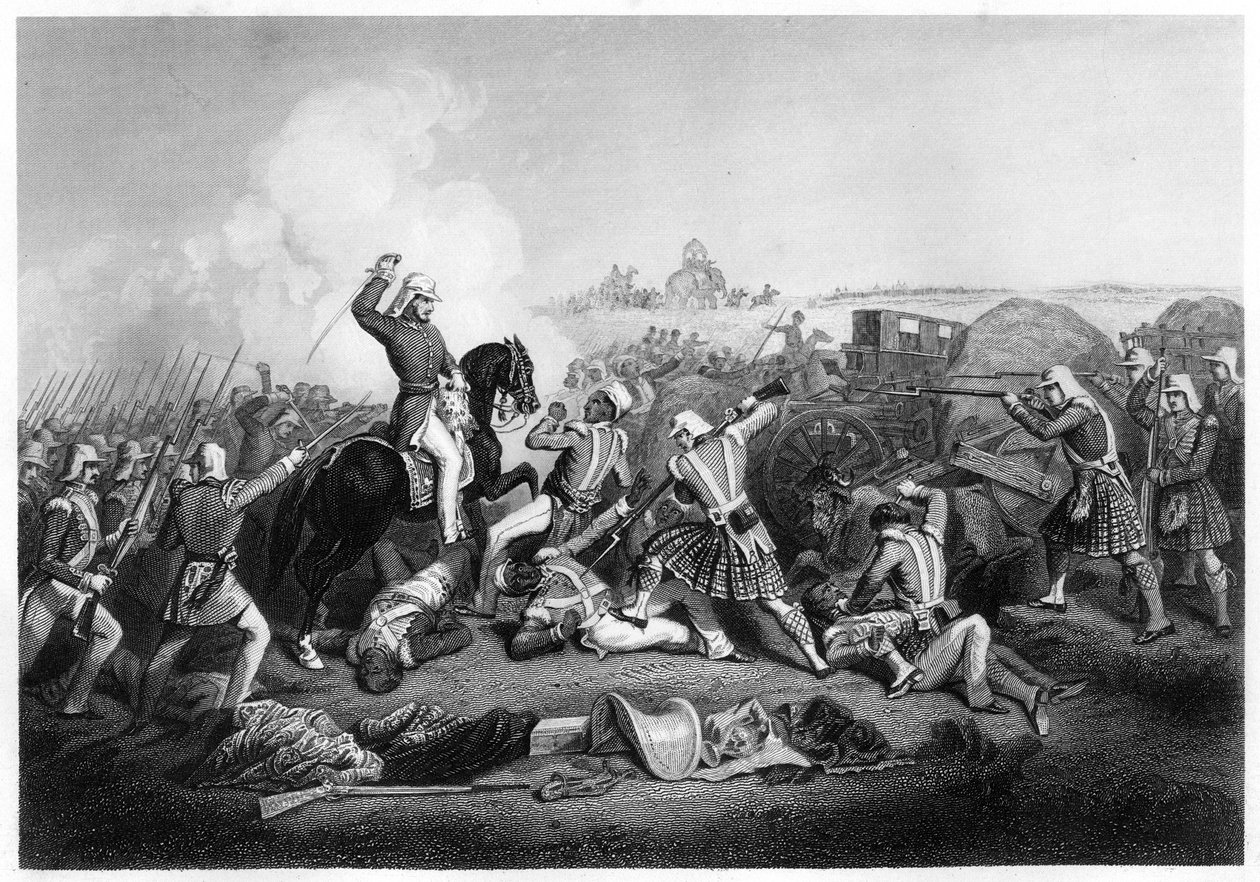 Útok generála Havelocka na Nana Sahib ve Futtypore, 1857, c1860 od Unbekannt