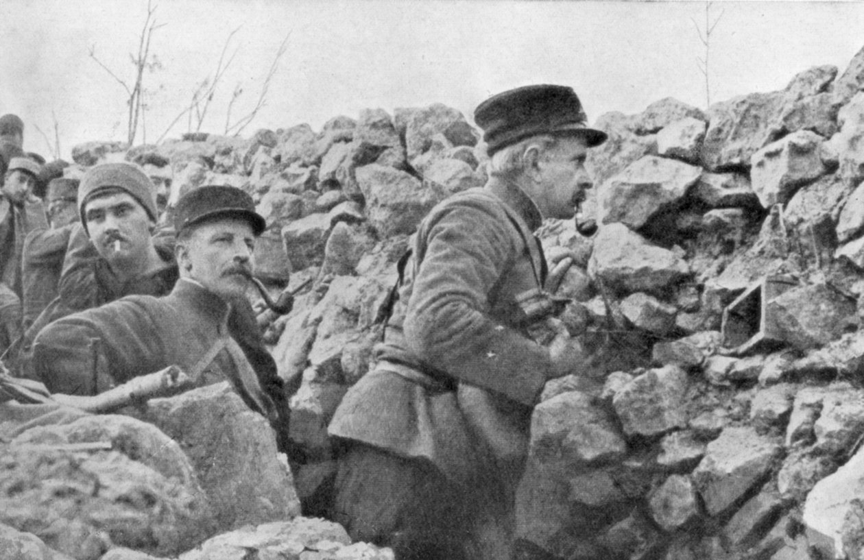 Generál Marchand kontroluje zákopy, Champagne, Francie, první světová válka, 1915 od Unbekannt