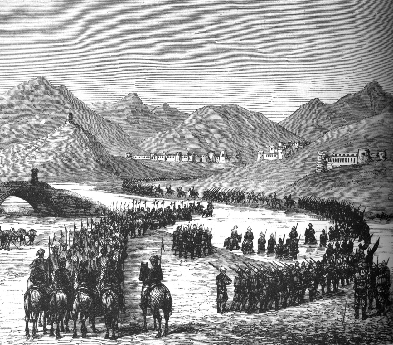 Divize generála Rosse překračuje řeku Lógar na cestě za sirem Donaldem Stewartem, c1880 od Unbekannt
