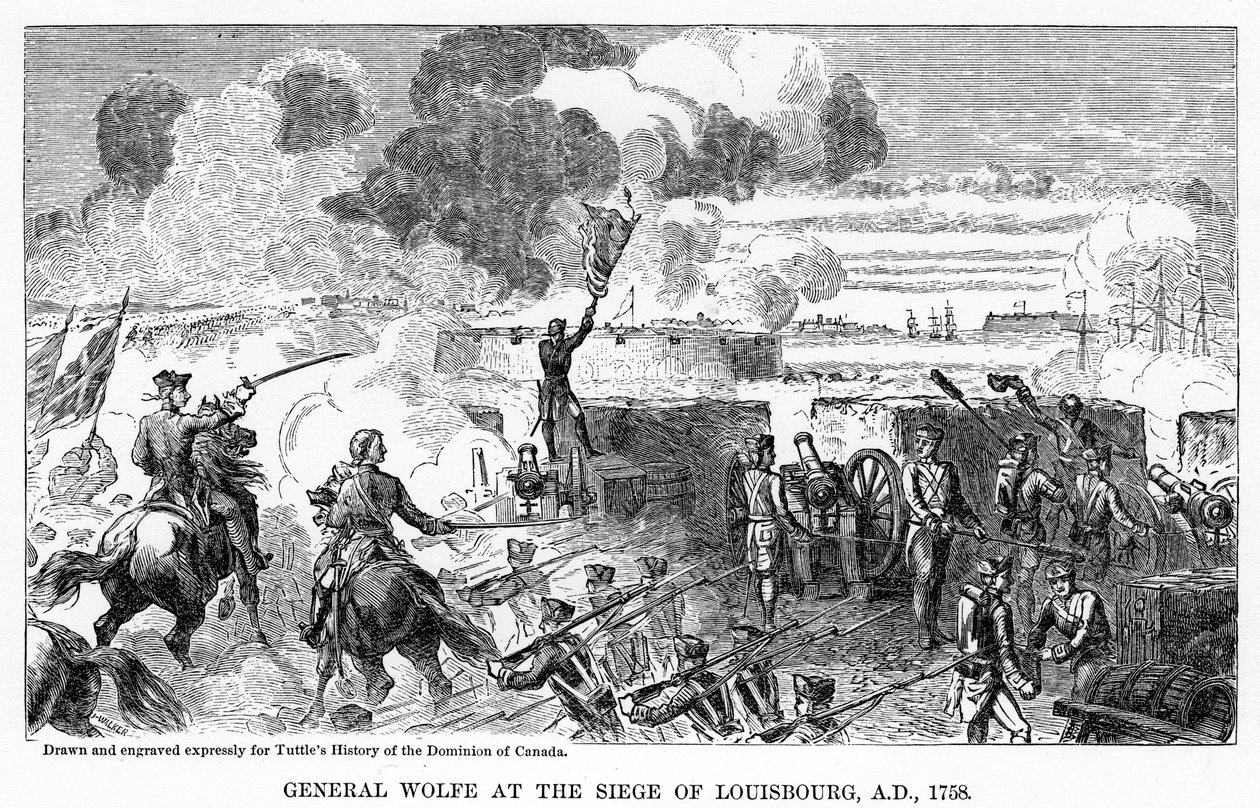 Generál Wolfe v obležení Louisbourgu, AD 1758, 1877 od Unbekannt