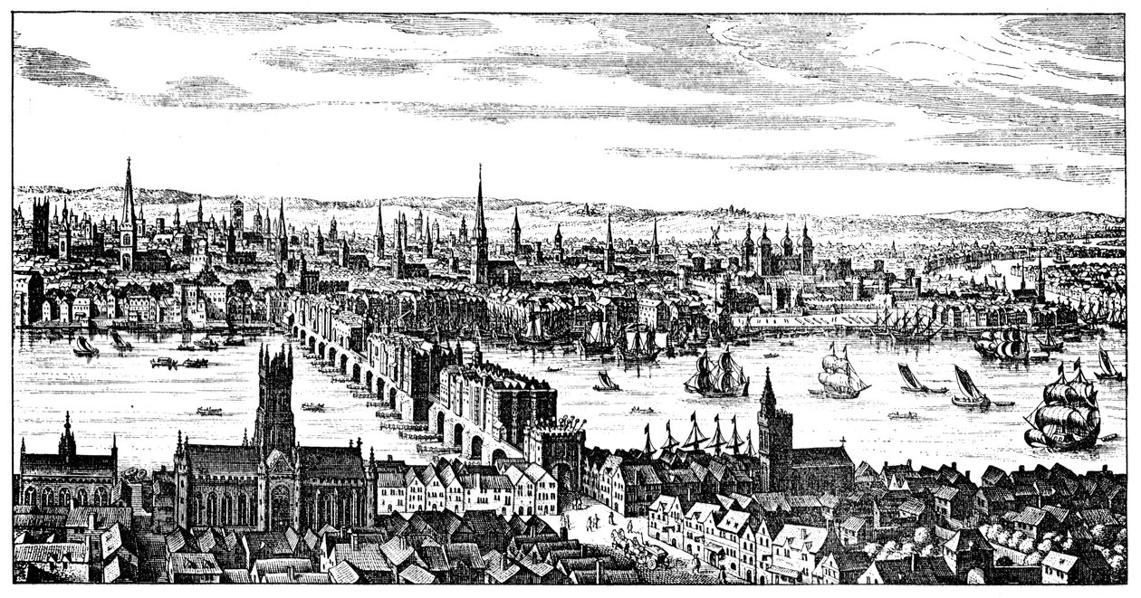 Celkový pohled na Londýn, 1666, 1909 od Unbekannt