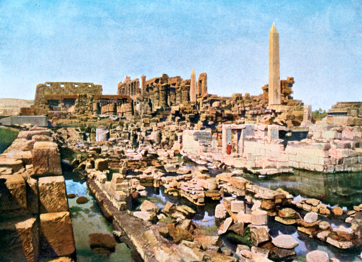 Celkový pohled na Velký chrám Amun-Re, Karnak, Luxor, Egypt, 20. století od Unbekannt