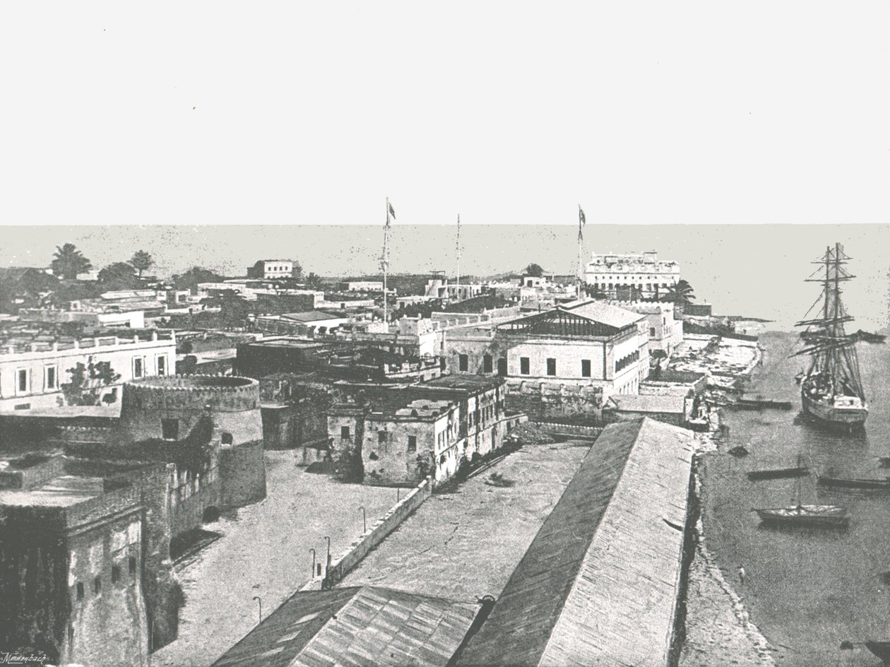 Celkový pohled na hlavní město Zanzibar, 1895. od Unbekannt