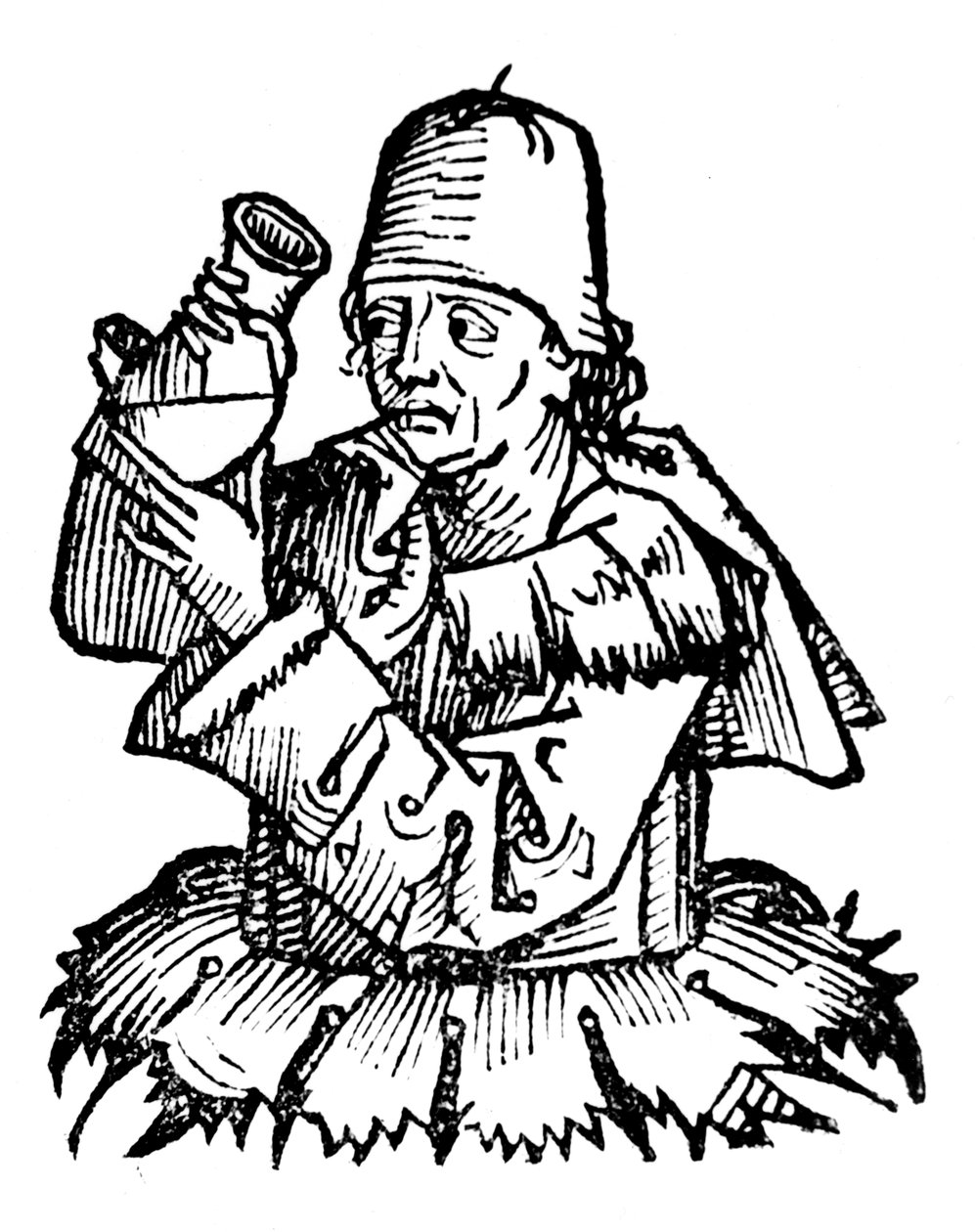 Gentile da Foligno, italský lékař ze 14. století, zkoumající vzorek moči, 1493 od Unbekannt