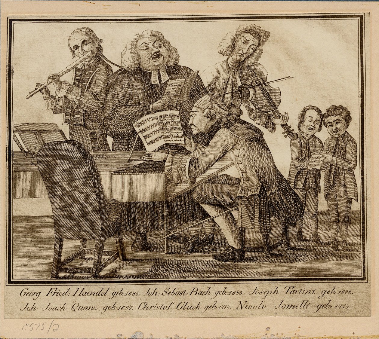 Georg Friedrich Haendel, Johann Sebastian Bach, Giuseppe Tartini, Johann Joachim Quantz, Christoph W od Unbekannt