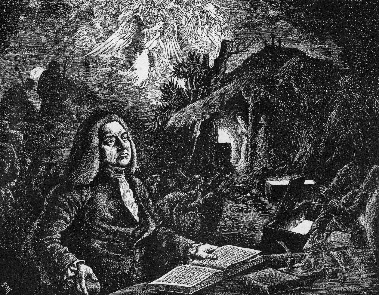 George Frideric Händel 1685-1759 skládá svého Mesiáše, 18. století od Unbekannt