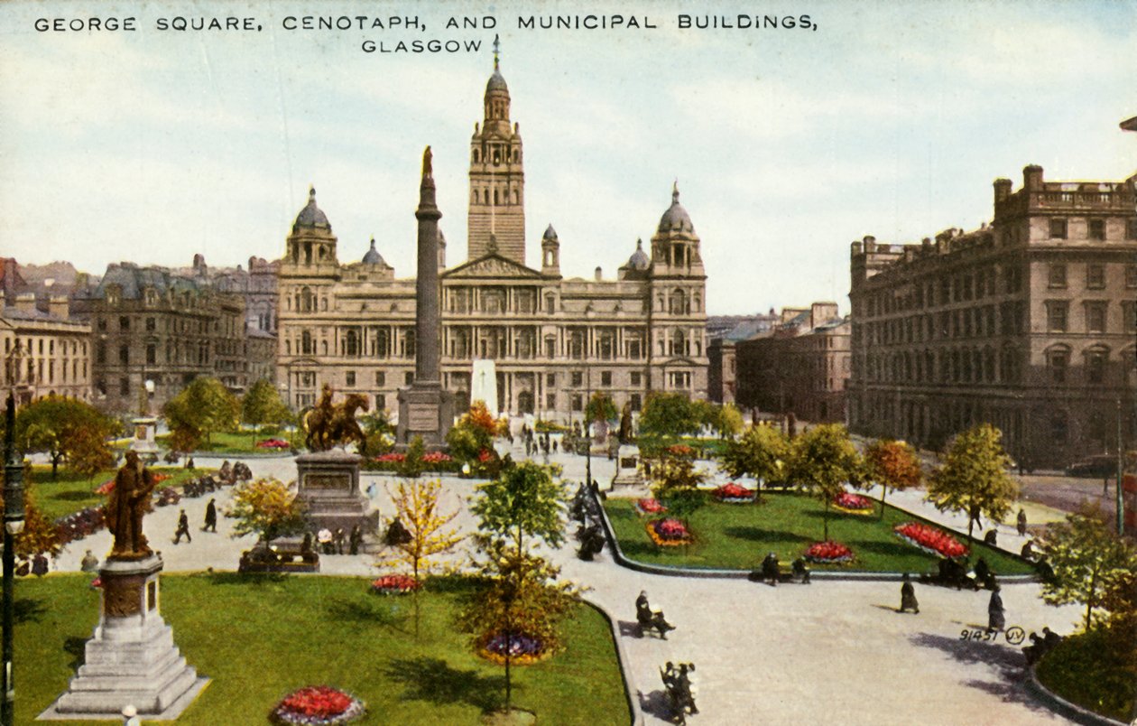 George Square, Cenotaph a Municipal Buildings, Glasgow, konec 19.-začátek 20. století. od Unbekannt