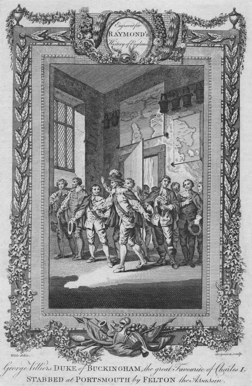 George Villiers, vévoda z Buckinghamu, velký oblíbenec Karla I., pobodán, c1787 od Unbekannt
