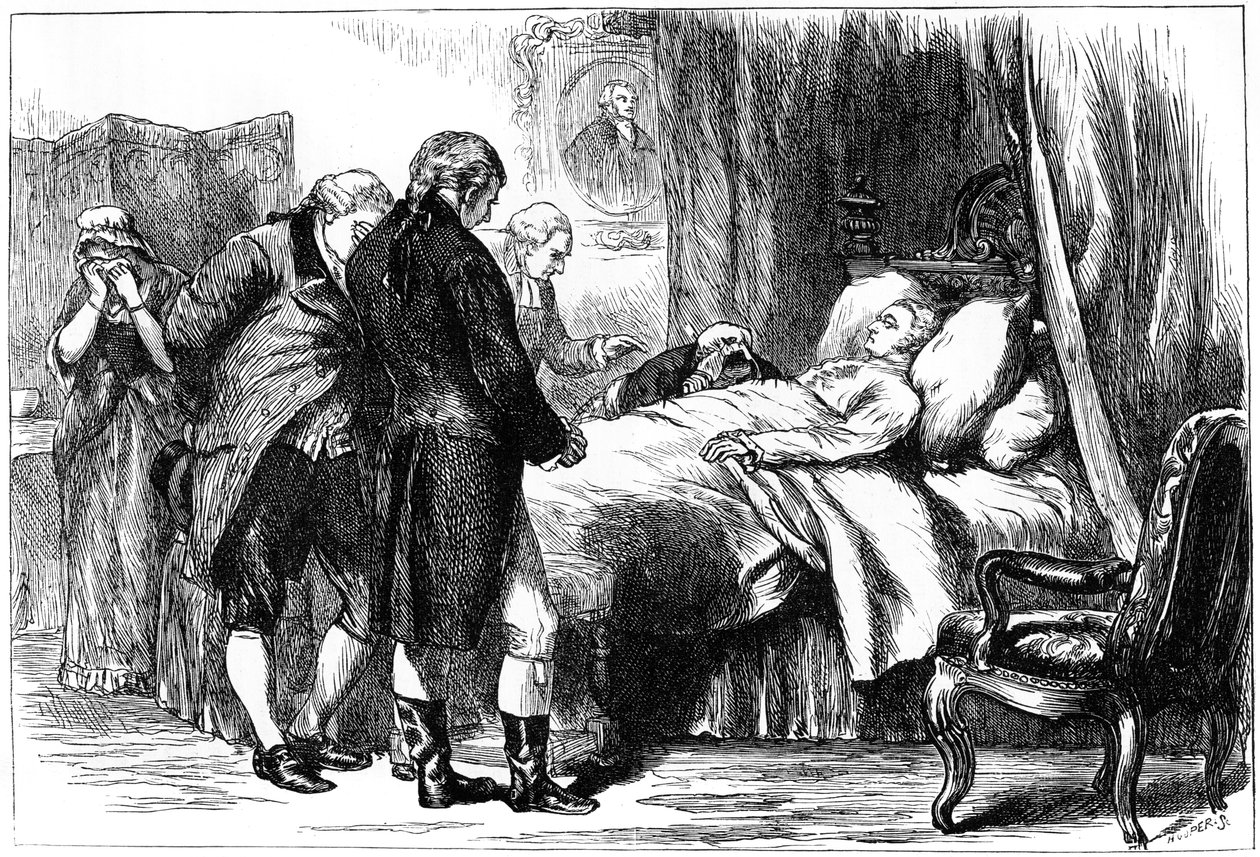 George Washington na smrtelné posteli, Mount Vernon, Virginie, USA, 1799 c1880 od Unbekannt