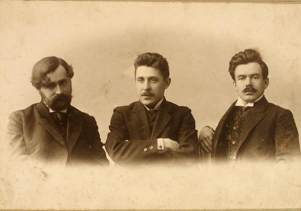 Georgy Chulkov, Vasili Milioti a Genrich Tasteven, ruští spisovatelé, 1900 od Unbekannt