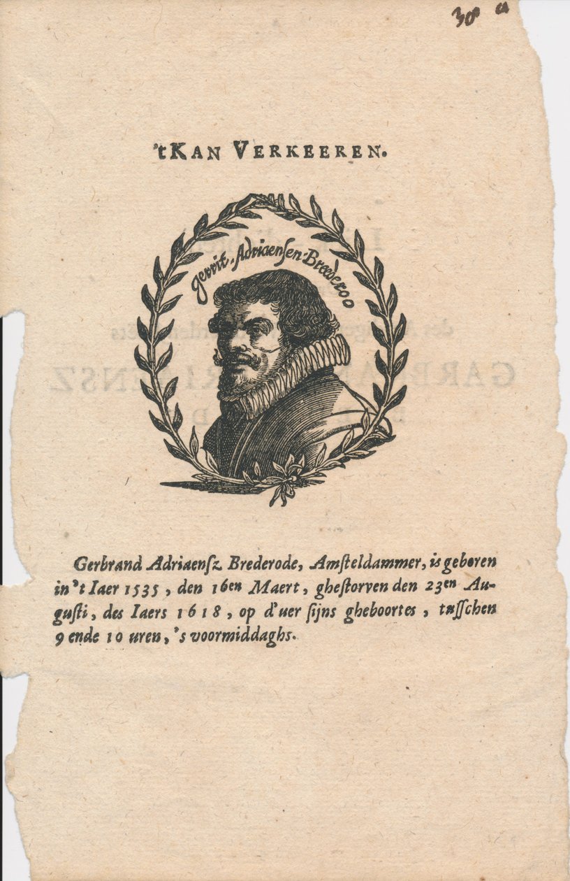 Gerbrand Adriaensz. Bredero 1585-1618 od Unbekannt