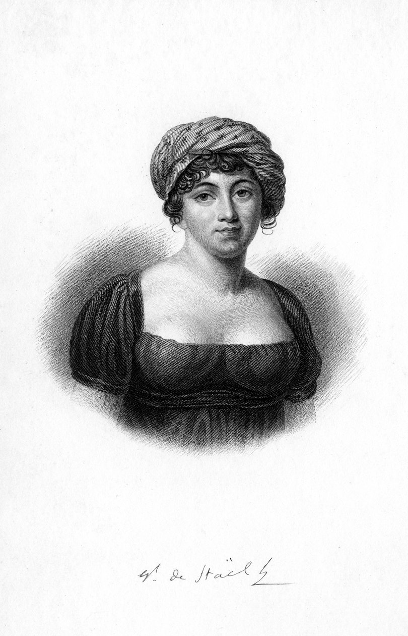 Germaine de Stael, francouzský spisovatel, romanopisec a politický propagandista narozený v Paříži, 1843 od Unbekannt