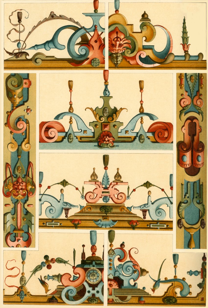 Německá renesanční nástěnná malba a ornament v kameni a dřevě, 1898. od Unbekannt