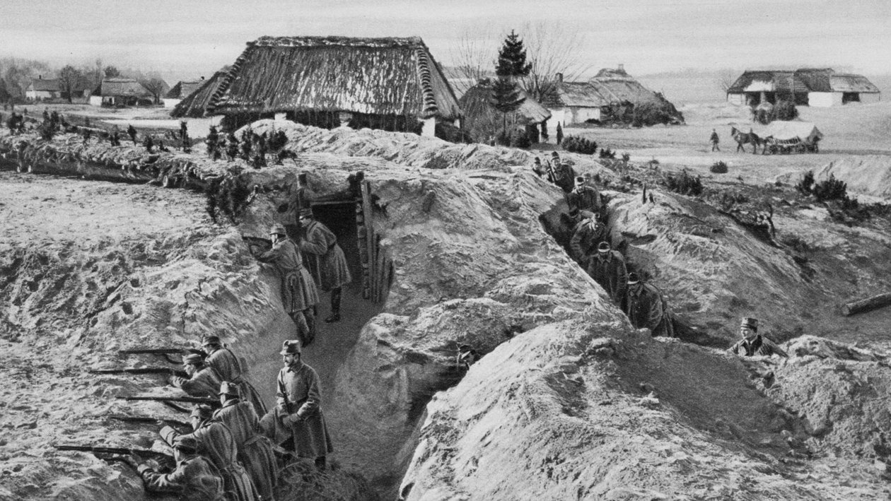 Německá pěchota v zákopech u Jasionna, Polsko, první světová válka, 1915 od Unbekannt