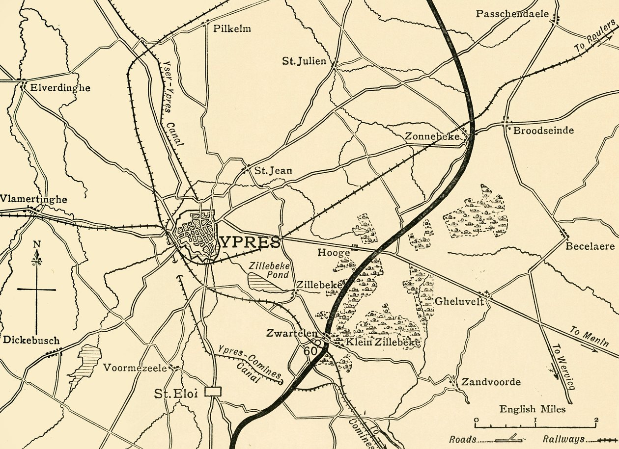Německé pozice poblíž Ypres, Flandry, první světová válka, 1915, c1920. od Unbekannt