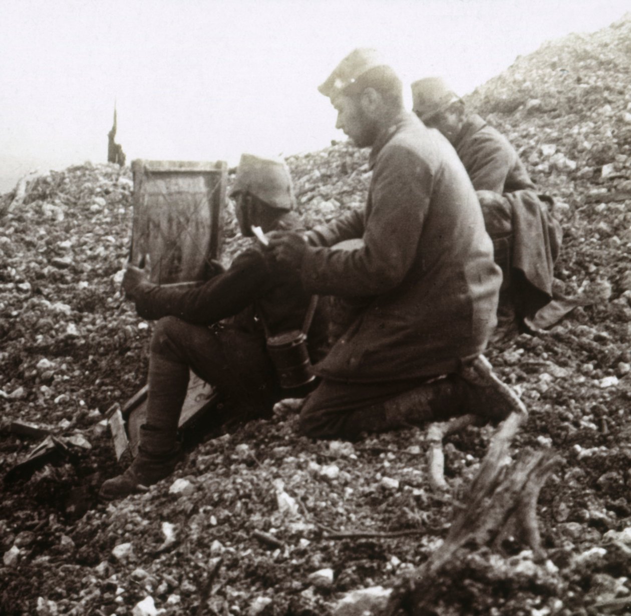 Němečtí signalisté mimo pevnost Vaux, Verdun, severní Francie, c1914-c1918 od Unbekannt