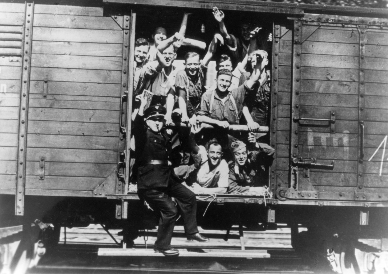 Němečtí vojáci v železničním vagónu, Francie, srpen 1940 od Unbekannt