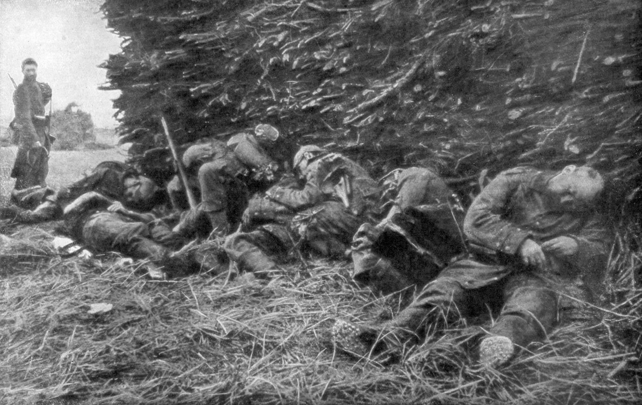 Němečtí vojáci zabiti dělostřeleckou palbou, 1. bitva na Marně, Francie, 5-12 září 1914 od Unbekannt